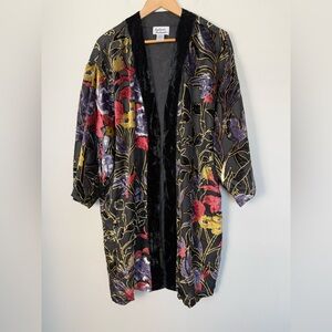 Vintage Anthony Richards Velvet Floral Kimono One Size Fairy Whimsigoth Gothic